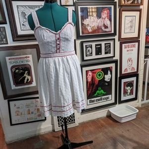 Living Dead Souls White Lace Dress with Red Piping